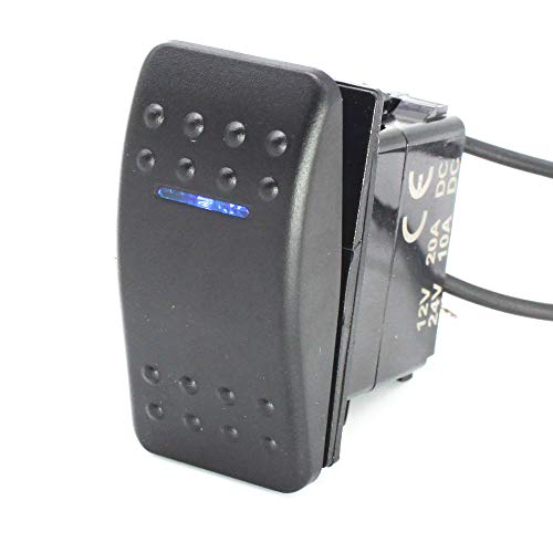 X-Haibei Marine 2 Position Rocker Switch On Off 12V 24V Spst Waterproof 3 Pin Blue LED Light - Image 1