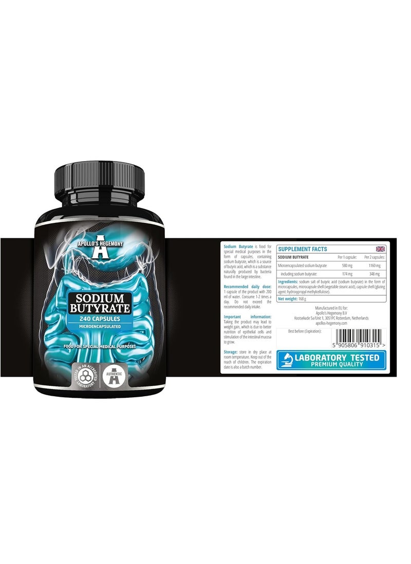 Apollo Sodium Butyrate High Dose 570 mg 30 percent Butyric Acid 240 Vegan Capsules 8 Month Supply Sodium Supplement to Support Intestinal Barrier Regeneration and Overal Gut Health by Apollos Hegemony  - Image 2