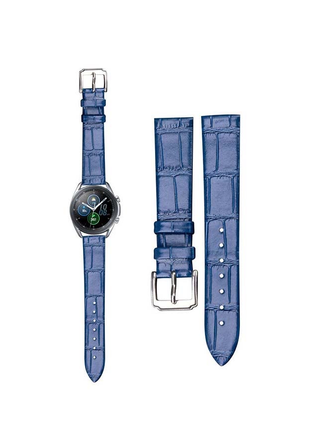 Perfii Genuine Leather Replacement Band for Samsung Galaxy Watch3 45mm Blue - Image 1