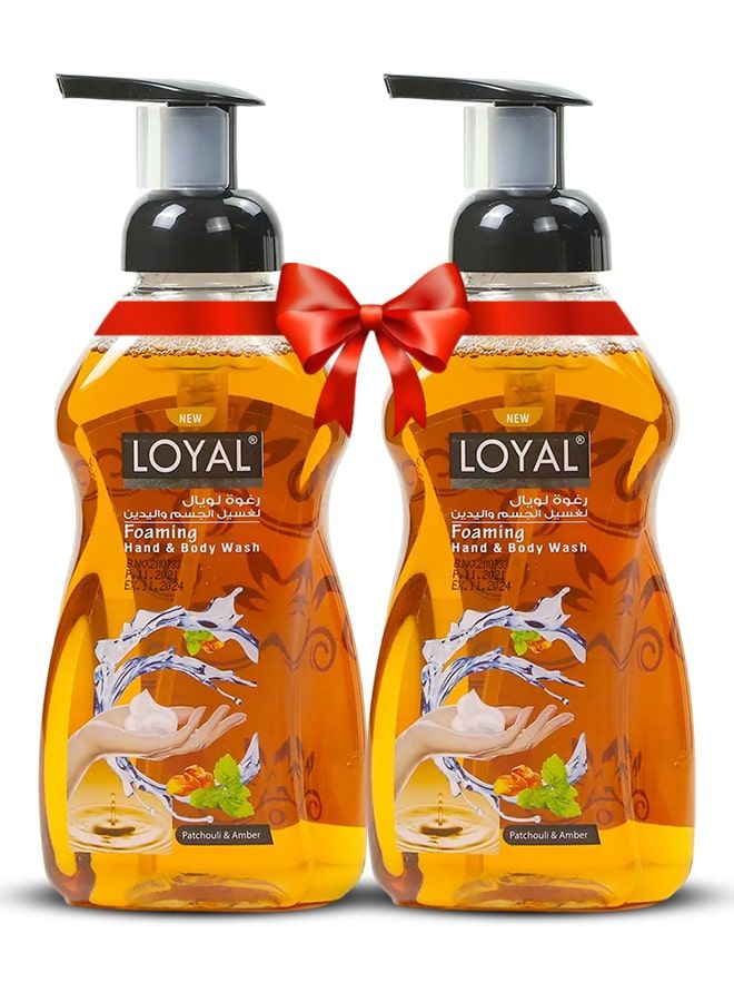 لويال غسول اليدين والجسم الرغوي، الباتشولي والعنبر، 2 × 500 مل