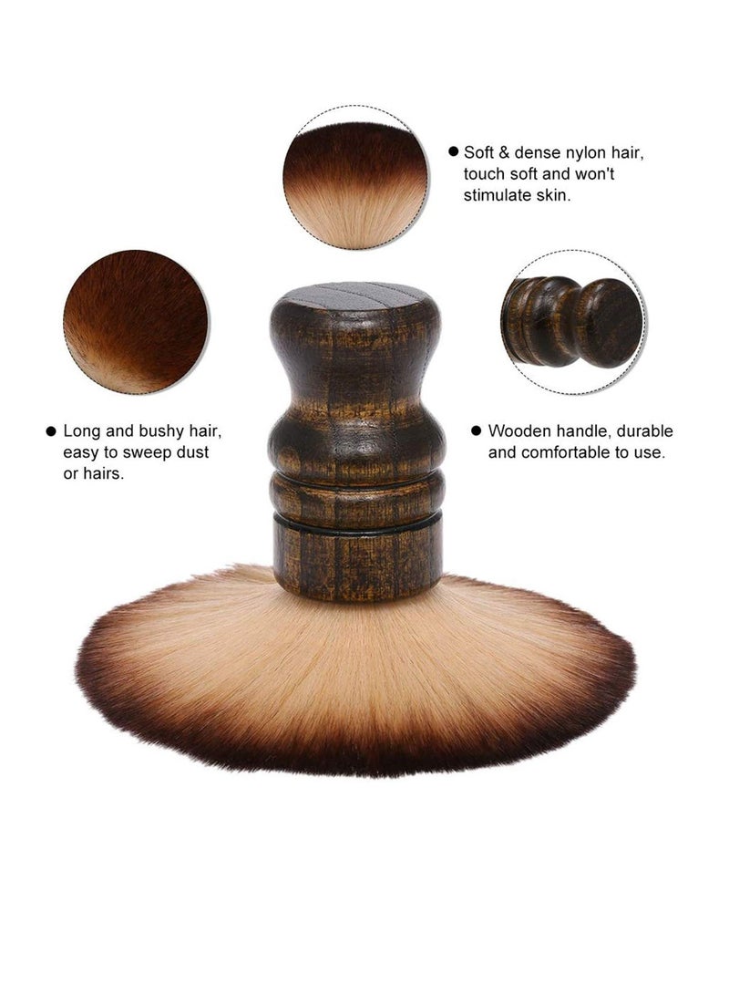 SYOSI Large Neck Duster Brush, Anself Soft Salon Barber Neck Face Hair Cleaning Brush Hair Grooming Shaving Sweeping Brush Tool Wooden Handle - Image 3