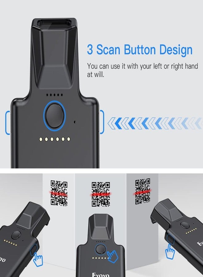 Eyoyo Upgraded 2D Bluetooth Barcode Scanner, Portable Back Clip Wireless 1D 2D QR Barcode Reader PDF417 Data Matrix Code Image Scanning Compatible with iPhone, Android, iOS - Image 4