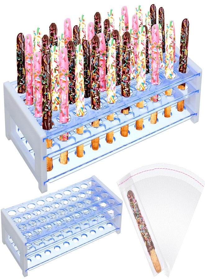 Funnymoom Pretzel Rod Holder and 100 Pcs Clear Pretzel Rod Bags Plastic Pretzel Sticks Holder Pretzel Rod Stand Holders up to 40 Pretzel Rods for Christmas Wedding Birthday Treat Parties - Image 1
