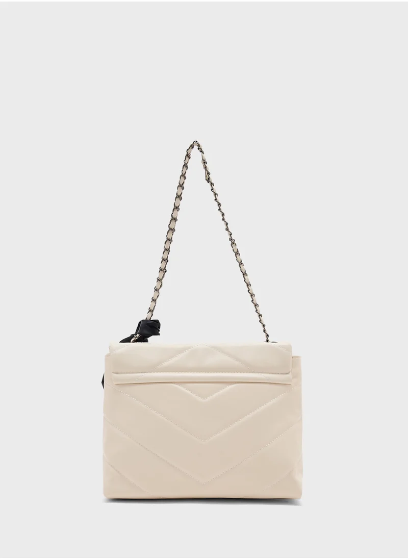 ايلا Quilted Crossbody Bag With Bow Detail