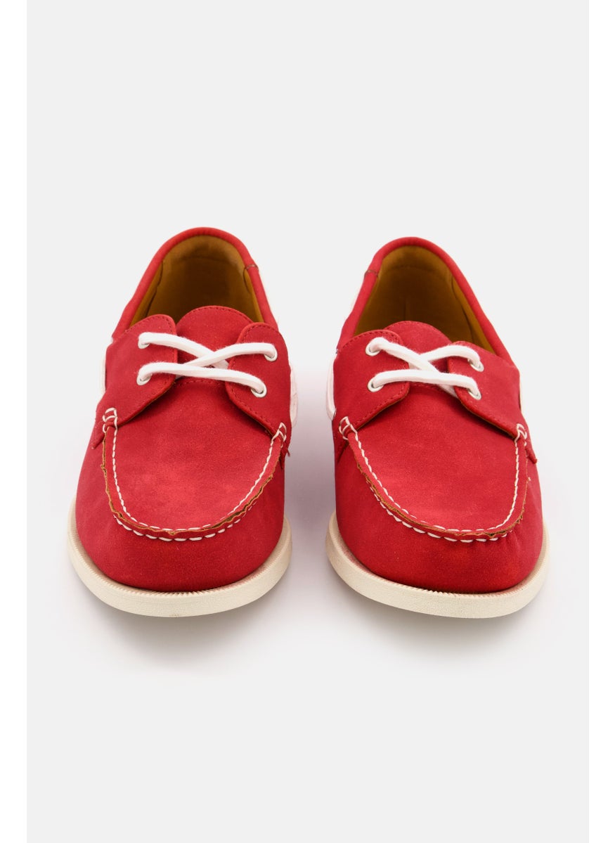 Club Room - Men Lace Up Boat Shoes, Red - Image 1