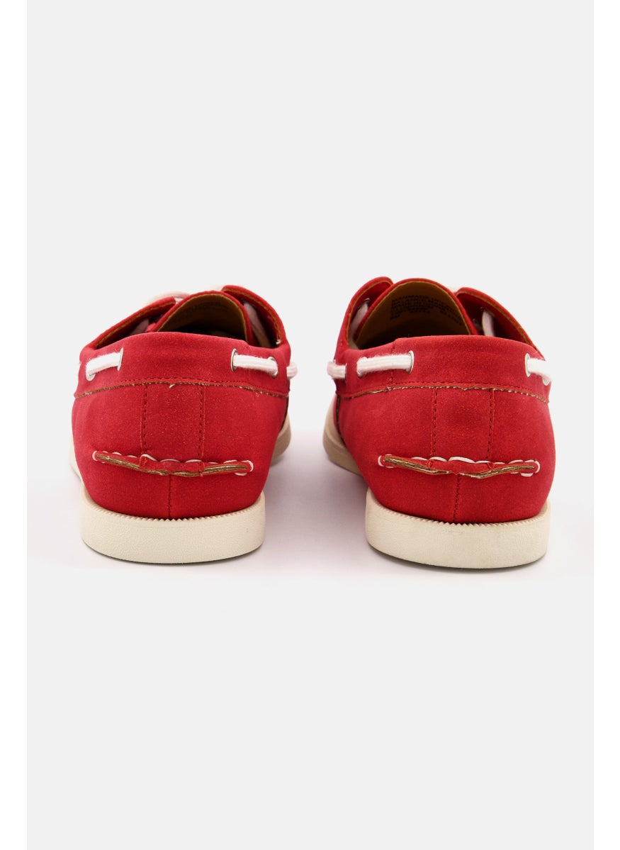 Club Room - Men Lace Up Boat Shoes, Red - Image 1