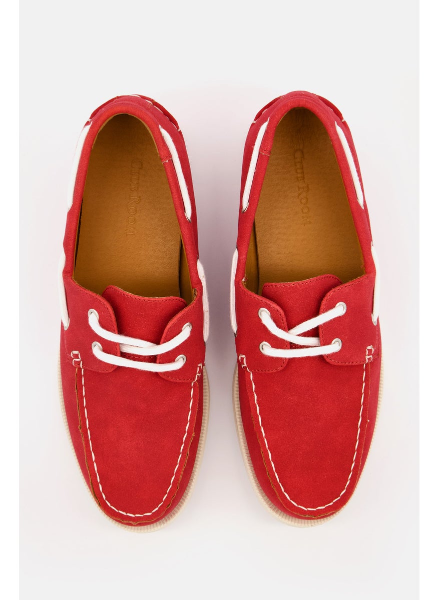 Club Room - Men Lace Up Boat Shoes, Red - Image 1