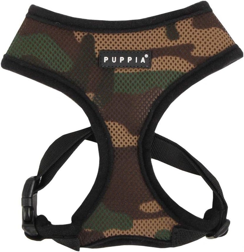 Puppia Soft Dog Harness - No Choke, Over-The-Head, Triple Layered Breathable Mesh, Adjustable Chest Belt with Quick-Release Buckle, Camouflage, Small - Image 1
