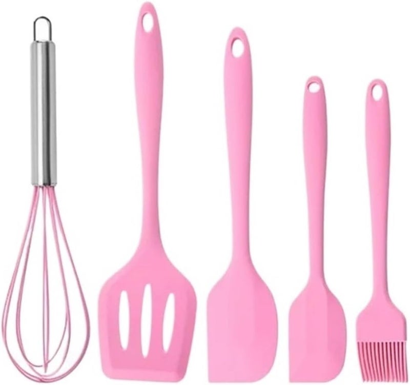 Withstand High-Temperature Silicone Baking Set: Spatula, Oil Brush, Whisk, Baking Tools Set(Pink) - Image 1