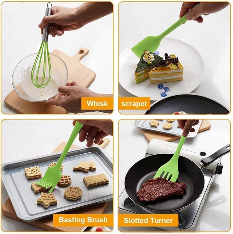 Withstand High-Temperature Silicone Baking Set: Spatula, Oil Brush, Whisk, Baking Tools Set(Pink) - Image 2
