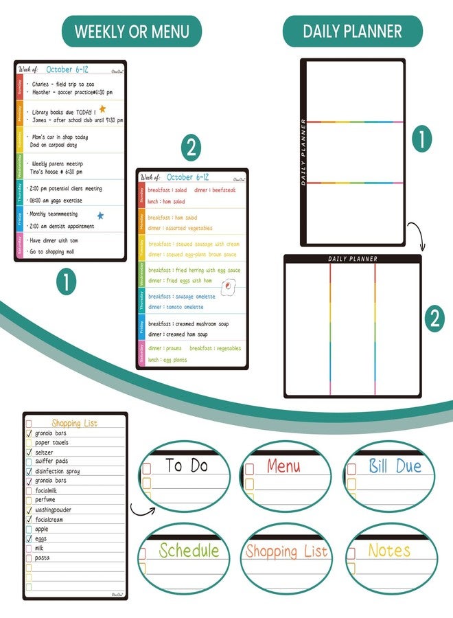Clever Clean Magnetic Dry Erase Monthly Calendar Set - 14.5"x11" Monthly Calendar, 6.5"x8.5" Weekly, Daily, List Boards for Fridge - 6 Extra Fine Point Markers Included - Shipped Flat - Image 5