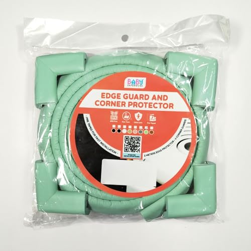 BabySafeHouse Pre-Taped Furniture Edge Guard and Corner Protector - 6.5ft Edge + 4 Corner Guards (Light Green Color) for Baby Proofing & Child Safety - Image 5