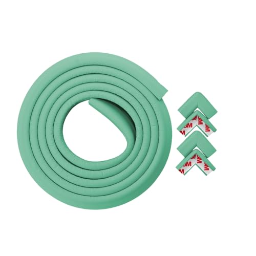 BabySafeHouse Pre-Taped Furniture Edge Guard and Corner Protector - 6.5ft Edge + 4 Corner Guards (Light Green Color) for Baby Proofing & Child Safety - Image 1