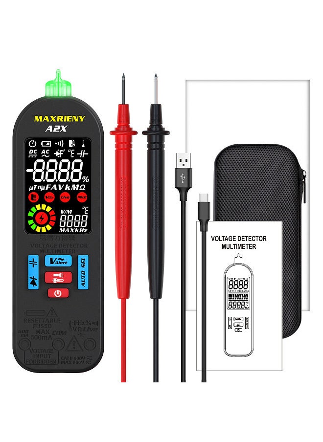Generic MAXRIENY Automatic Anti-Burn Intelligent Digital Multimeter Non Contact Voltage Detector Smart Voltmeter Resistance Frequency Continuity V-Alert Live Wire Voltage Tester with Carrying Case  - Image 1