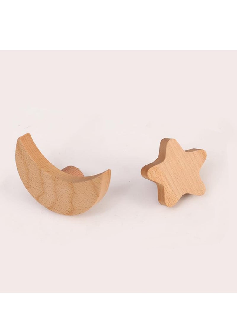 SYOSI 5 Pack Wooden Wall Hooks for Hanging Coat Clothes Hat Towels Bags, Bedroom Hooks, Natural Beech Wood Hooks,Wall Mounted Heavy Duty Hanger for Bathroom, Entryway, Shape Wall Hooks Decorative  - Image 2