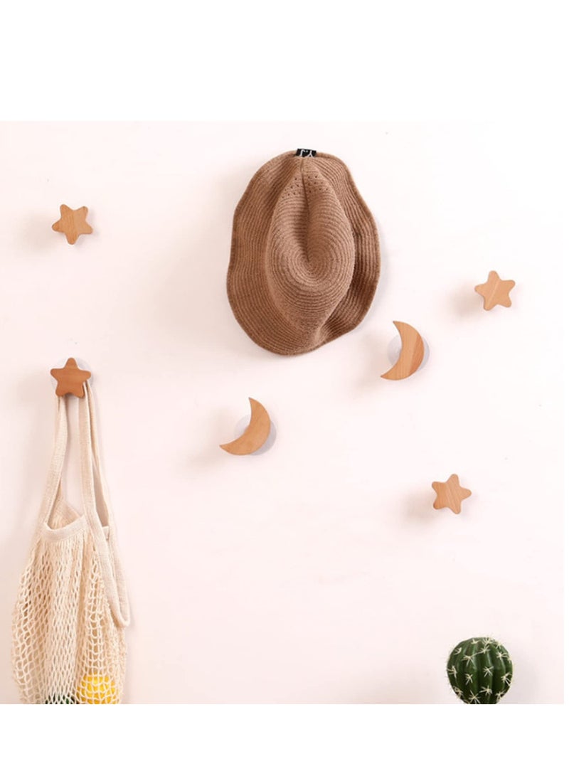 SYOSI 5 Pack Wooden Wall Hooks for Hanging Coat Clothes Hat Towels Bags, Bedroom Hooks, Natural Beech Wood Hooks,Wall Mounted Heavy Duty Hanger for Bathroom, Entryway, Shape Wall Hooks Decorative  - Image 5