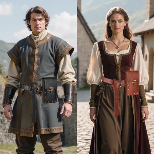 Valentoria Renaissance Belt Pouch, Medieval Pirate Cosplay Accessories for LARP, Vintage Leather Waist Bag with Ren Faire Belt Pouch for Women Men - Image 5