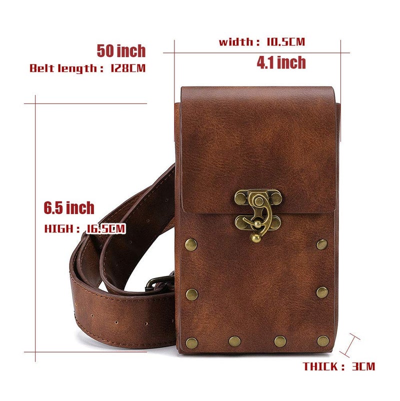 Valentoria Renaissance Belt Pouch, Medieval Pirate Cosplay Accessories for LARP, Vintage Leather Waist Bag with Ren Faire Belt Pouch for Women Men - Image 4