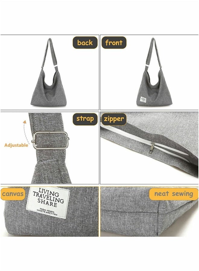 Hobo Handbag Canvas Tote Bag Womens Big Capacity Casual Shoulder Crossbody Ladies Large Cotton for Travel and Daily Use 36X36 X9CM  - Image 4
