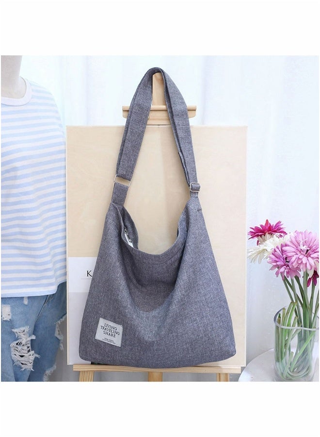 Hobo Handbag Canvas Tote Bag Womens Big Capacity Casual Shoulder Crossbody Ladies Large Cotton for Travel and Daily Use 36X36 X9CM  - Image 3