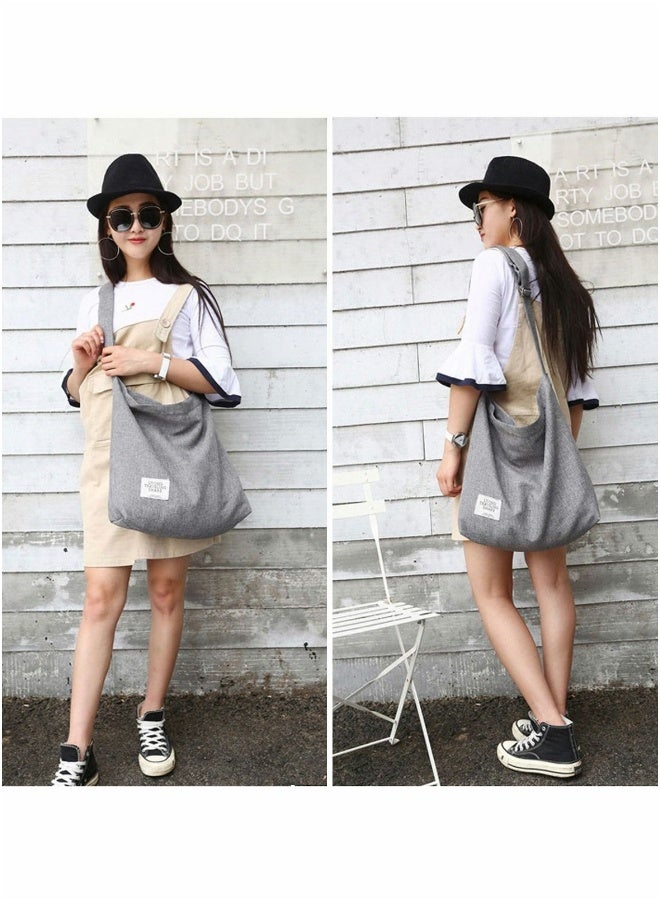 Hobo Handbag Canvas Tote Bag Womens Big Capacity Casual Shoulder Crossbody Ladies Large Cotton for Travel and Daily Use 36X36 X9CM  - Image 2