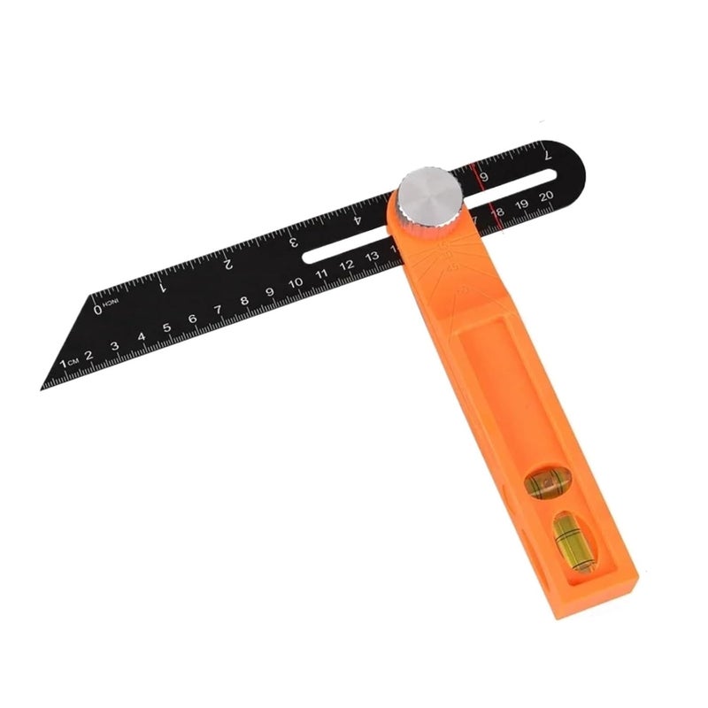 Sliding T-Bevel Gauge Protractor Wooden Marking Gauge Protractor Activity Angle Rulers Gauges Tri Square Sliding T-Bevel with Bubble Handle(Short Ruler) - Image 1