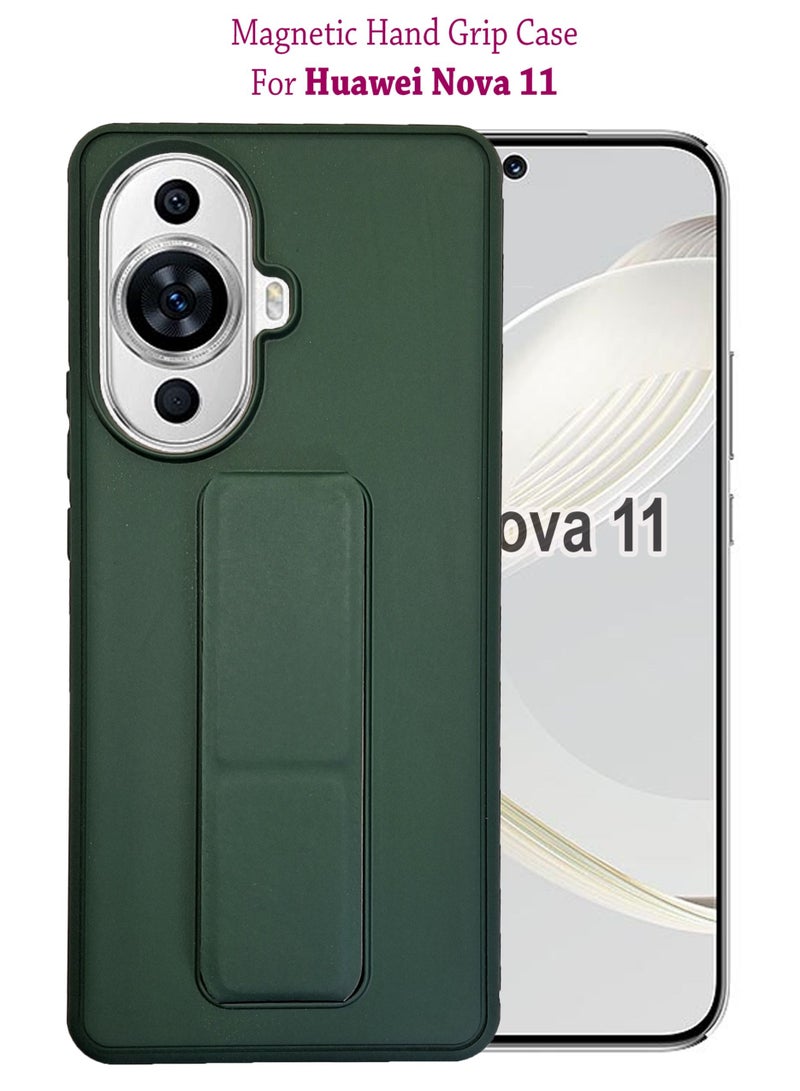 Waldic Premium Silicone Magnetic Hand Grip Case Cover for Huawei Nova 11 - Green - Image 1