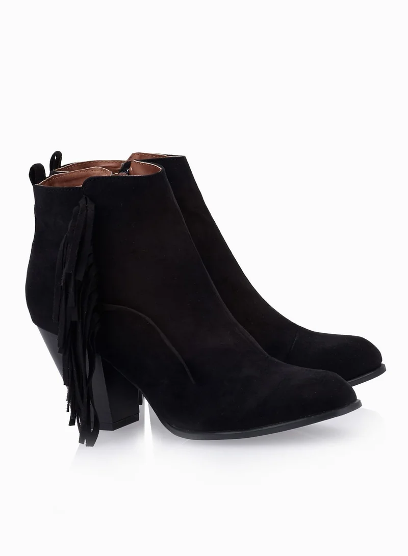 Qupid Fringe Heeled Ankle Boots