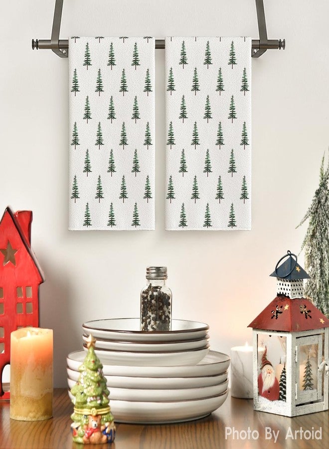Artoid Mode Green Xmas Tree Christmas Kitchen Towels Dish Towels, 18x26 Inch Farmhouse Holiday Winter Decoration Cleaning Set of 2 - Image 2