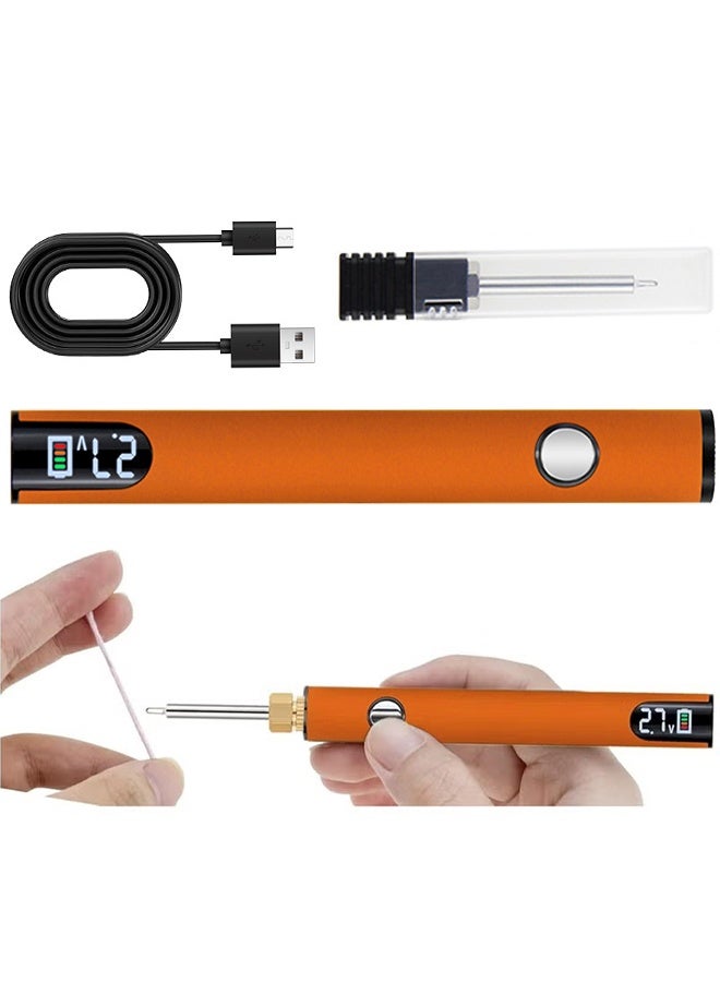 با لوف مجموعة لحام لاسلكية USB-C مع شاشة LCD، حرارة قابلة للتعديل من 260℃ إلى 420℃، قلم لحام محمول وقابل لإعادة الشحن لصيانة الإلكترونيات، مشاريع الأعمال اليدوية، وصنع المجوهرات (اللون البرتقالي) - Image 1