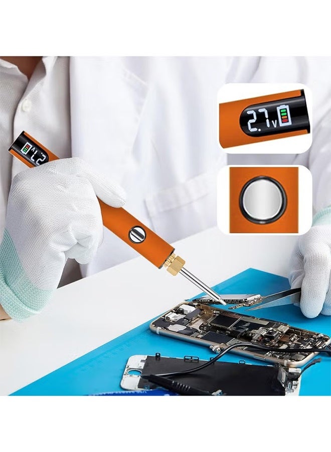 با لوف مجموعة لحام لاسلكية USB-C مع شاشة LCD، حرارة قابلة للتعديل من 260℃ إلى 420℃، قلم لحام محمول وقابل لإعادة الشحن لصيانة الإلكترونيات، مشاريع الأعمال اليدوية، وصنع المجوهرات (اللون البرتقالي) - Image 2