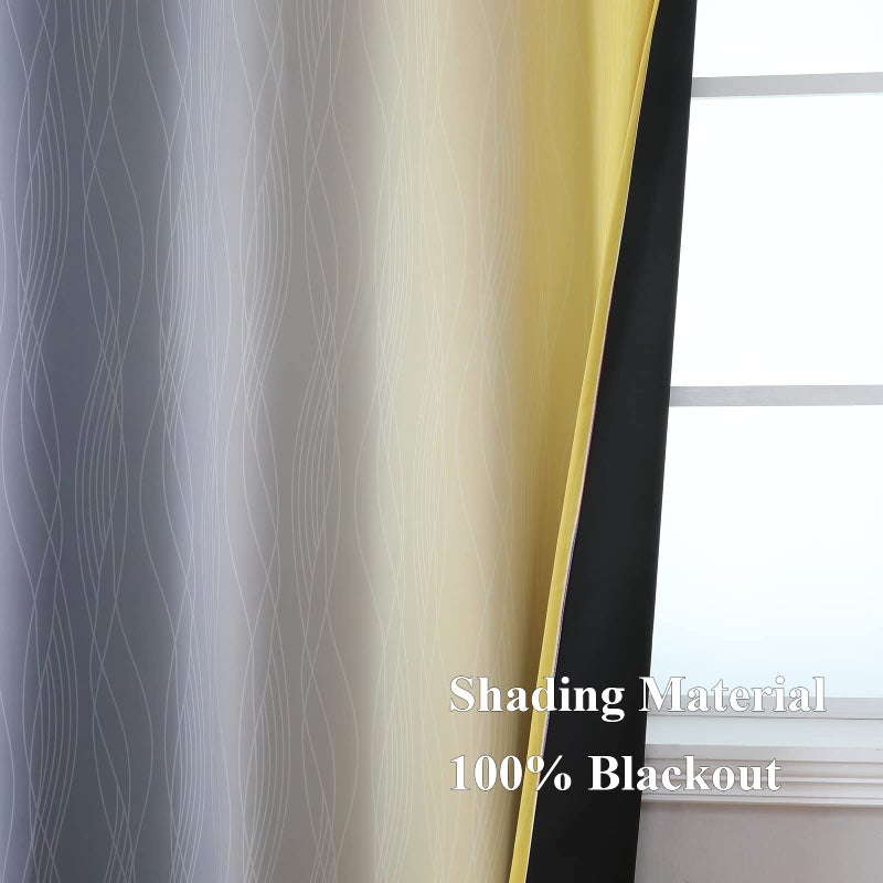 Estelar Textiler Yellow and Gray Blackout Curtains 96 Inches Long  Ombre Thermal Insulated Gradient Window Drapes for Bedroom  Full Light Blocking Curtains for Living Room 52x96 Inch  2 Panels - Image 5