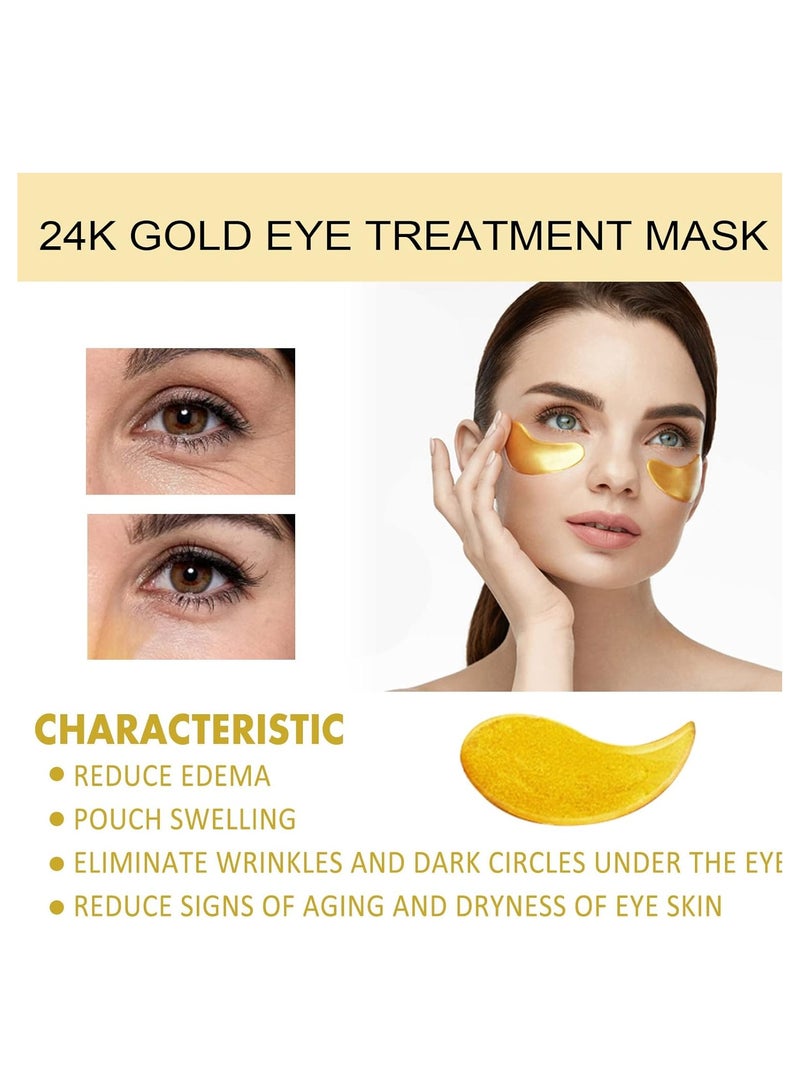 EELHOE 24K Gold Eye Treatment Mask 60pcs, Has The Effect Of Reducing Edema, Eliminating Wrinkles and Dark Circles Under The Eyes, and Reducing Eye Skin Aging, Skin Care for Both Men and Women Suitable for All Skin Types - Image 3