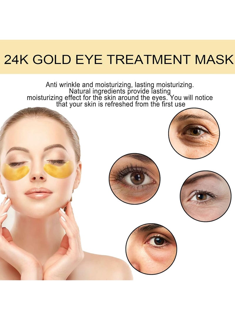 EELHOE 24K Gold Eye Treatment Mask 60pcs, Has The Effect Of Reducing Edema, Eliminating Wrinkles and Dark Circles Under The Eyes, and Reducing Eye Skin Aging, Skin Care for Both Men and Women Suitable for All Skin Types - Image 4