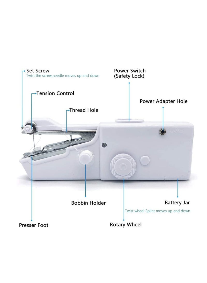 Mini Handheld Sewing Machine Portable Machine Cordless Quick Handy Electric Repairing Stitch Tool for Fabric, Clothing, Kids Cloth, Home Travel DIY Use Blue - Image 3