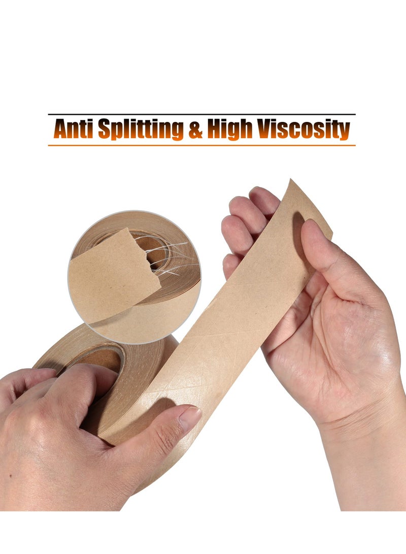 Kraft Paper Gummed Tape, 4 Pack Reinforced Fiberglass Water Activated Kraft Tape Brown Packing Tape Heavy Duty for Mailing Shipping Carton Sealing Boxes (1.88” x 55 Yards) - Image 2