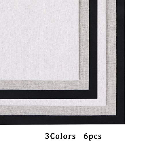 Kissbuty Linen Needlework Fabric, Kissbuty 6 PCS Linen Fabric Cloth for Garment Craft Flower Pot Decoration Embroidery Cross Stitch Cloth, 19.6 by 19.6 Inch (White,Beige and Black) - Image 2
