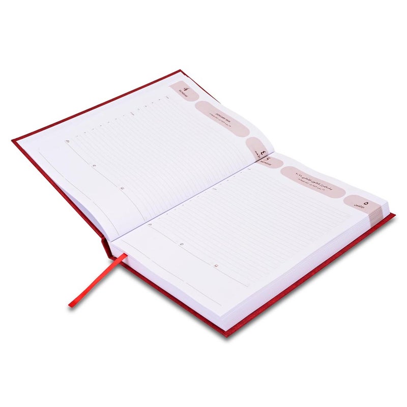 FIS 2026 Agenda Diary, 170x240mm Size, Hard Cover Vinyl, 1 Day a Page Format, Arabic/English, 60gsm White Paper, Red Cover-FSDI75AEV26RE - Image 3