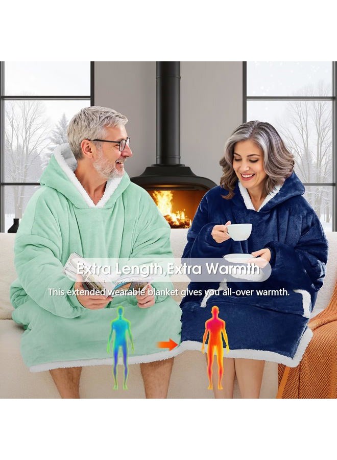 JOYWOO Navy Wearable Blanket Hoodie,Oversized Cat Lovers Sweatshirt Blanket for Adult, Birthday Gifts for Women,Mom,Men,Cozy Fuzzy Sherpa Hooded Blanket with Giant Pocket and Winter Gifts,Standard - Image 4