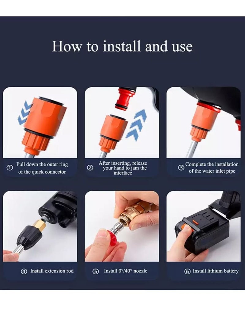 Yuwell 48V Cordless Portable Pressure Washer Gun Electric Cleaning Gun With 3 in 1 Adjustable Nozzle Car Washer Gun For Multipurpose Use  - Image 4