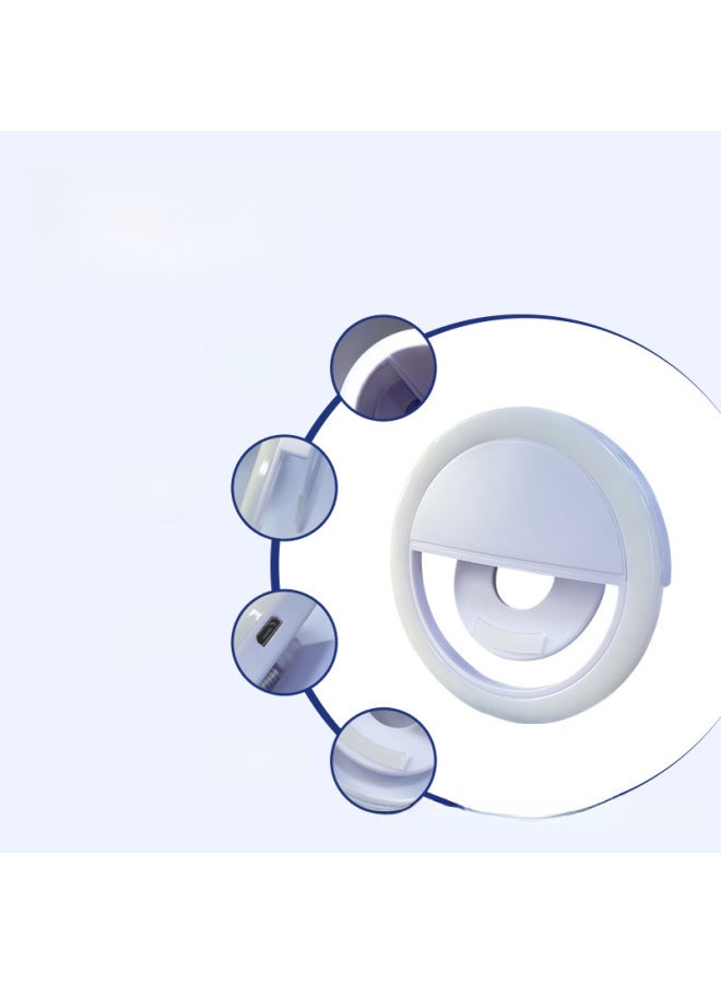 Neutral Rk12 Mobile Phone Fill Light Round Back Clip Live Selfie Beauty Led Fill Light Usb Charging Mobile Phone Fill Light - Image 3