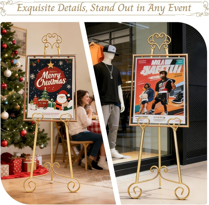 bvkotent Gold Easel Stand for Sign,Heavy Duty Metal Adjustable Display Easel with Storage Bag,Perfect for Showcasing Pictures, Artwork, Picture Frame Wedding Sign Etc - Image 4