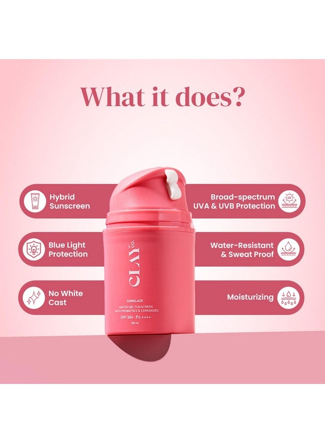 Clayco Sunglaze Sunscreen SPF 50 PA++++ | Probiotic & Ceramide-Infused | Lightweight, Non-Greasy & Fast-Absorbing | Broad Spectrum UVA, UVB & Blue Light Protection | Hydrating & Brightening | For All Skin Types (50ml) - Image 2