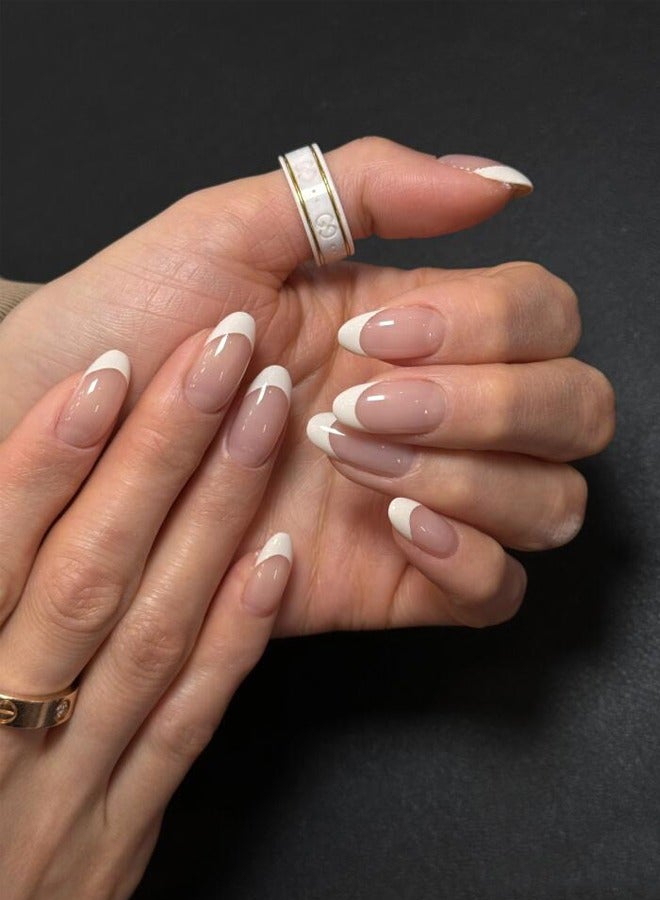 SAROR Press On Nails 40pcs，30pcs Nude Ins-style Nail Art，10Pcs False Nails Short Solid Color，Fake Acrylic Almond Shape with glue kit and Disposable Press on Nail Tool Kit. - Image 3