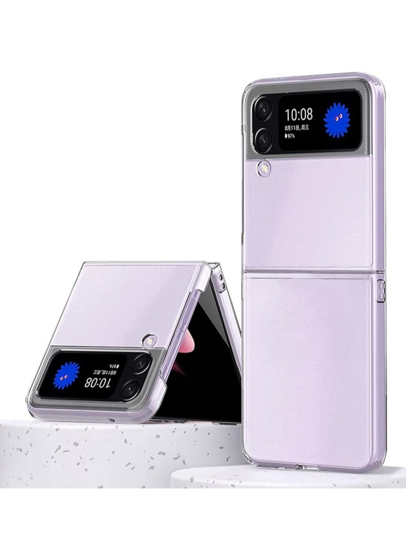 إلترازون Slim Case Compatible with Samsung Galaxy Z Flip 4, Premium Thin Transparent Hard PC with Non-Slip Grip Protective Phone Cover for Z Flip4 5G (2022) - Clear - Image 1