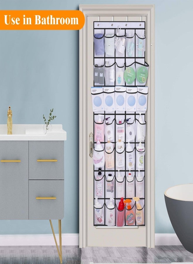 Fancial 35 Large Pockets Over The Door Shoe Organizer, Hanging Shoe Organizer for Closet, Premium Clear Shoe Rack for Door, Shoes Hanger Organizers Storage Holder for Back of Door and 4 Metal Hook White - Image 3