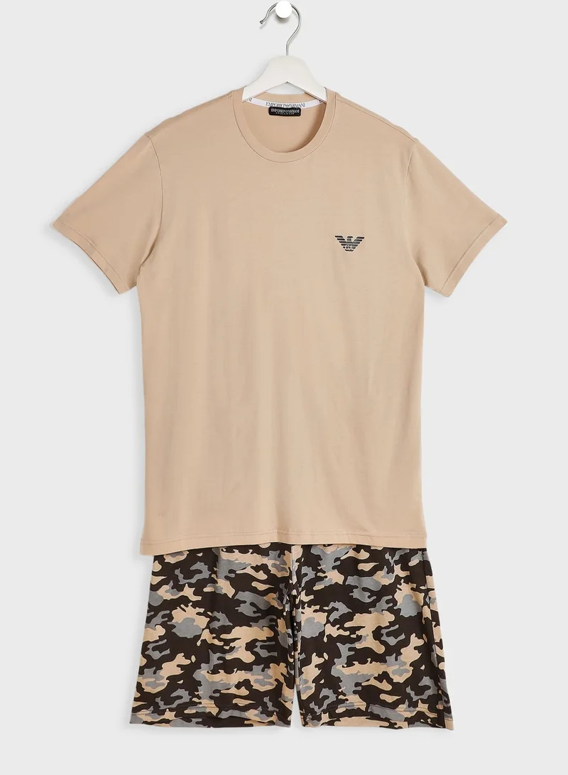 EMPORIO ARMANI Logo T-Shirt & Trunks Set