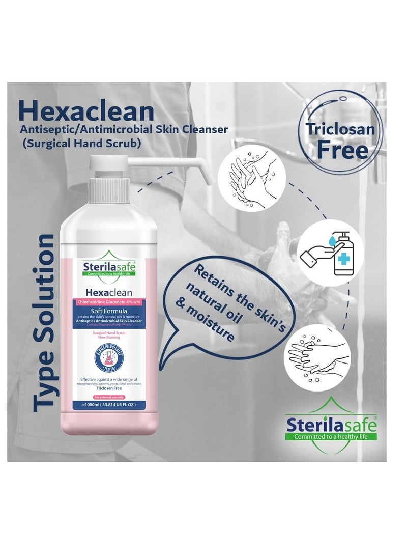 Sterilasafe HexaClean Antiseptic Liquid Soap Chlorhexidine Gluconate 4%  1000ml  - Image 4