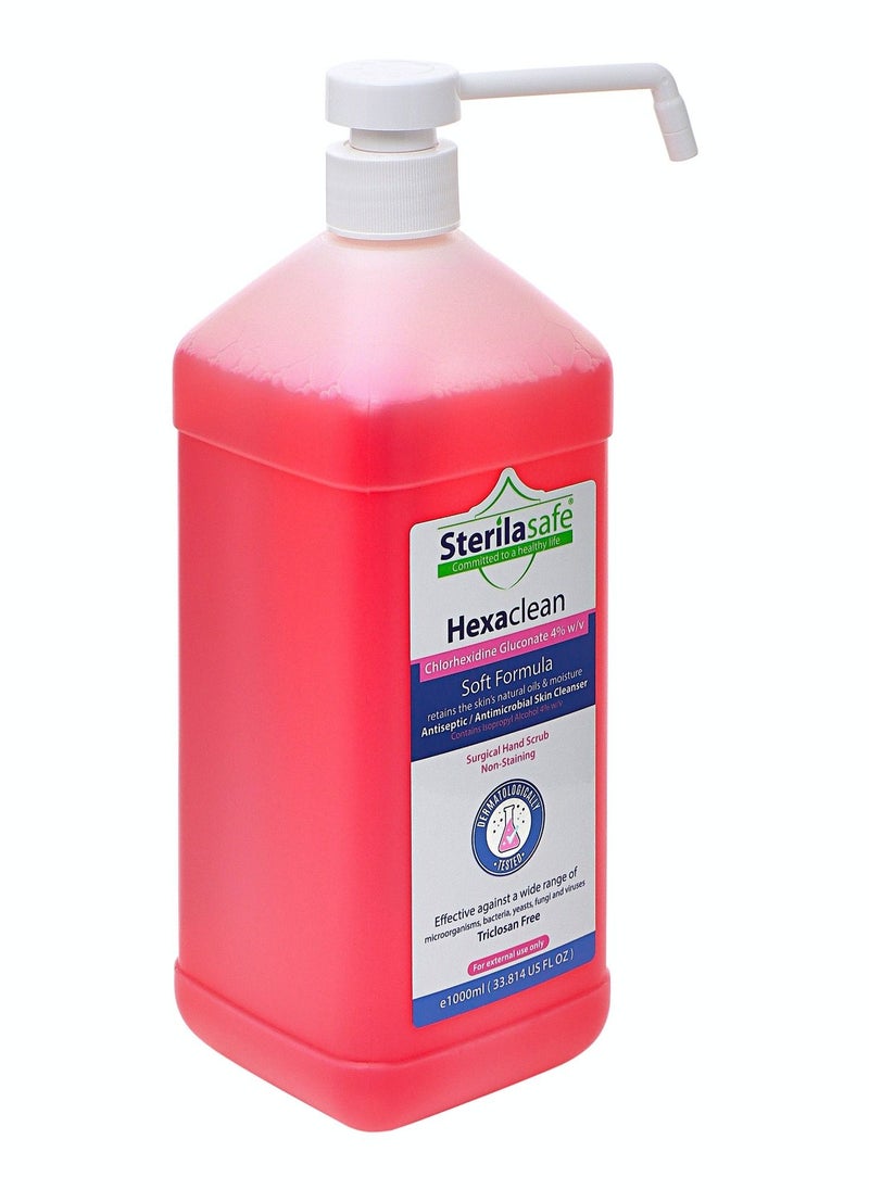 Sterilasafe HexaClean Antiseptic Liquid Soap Chlorhexidine Gluconate 4%  1000ml  - Image 1