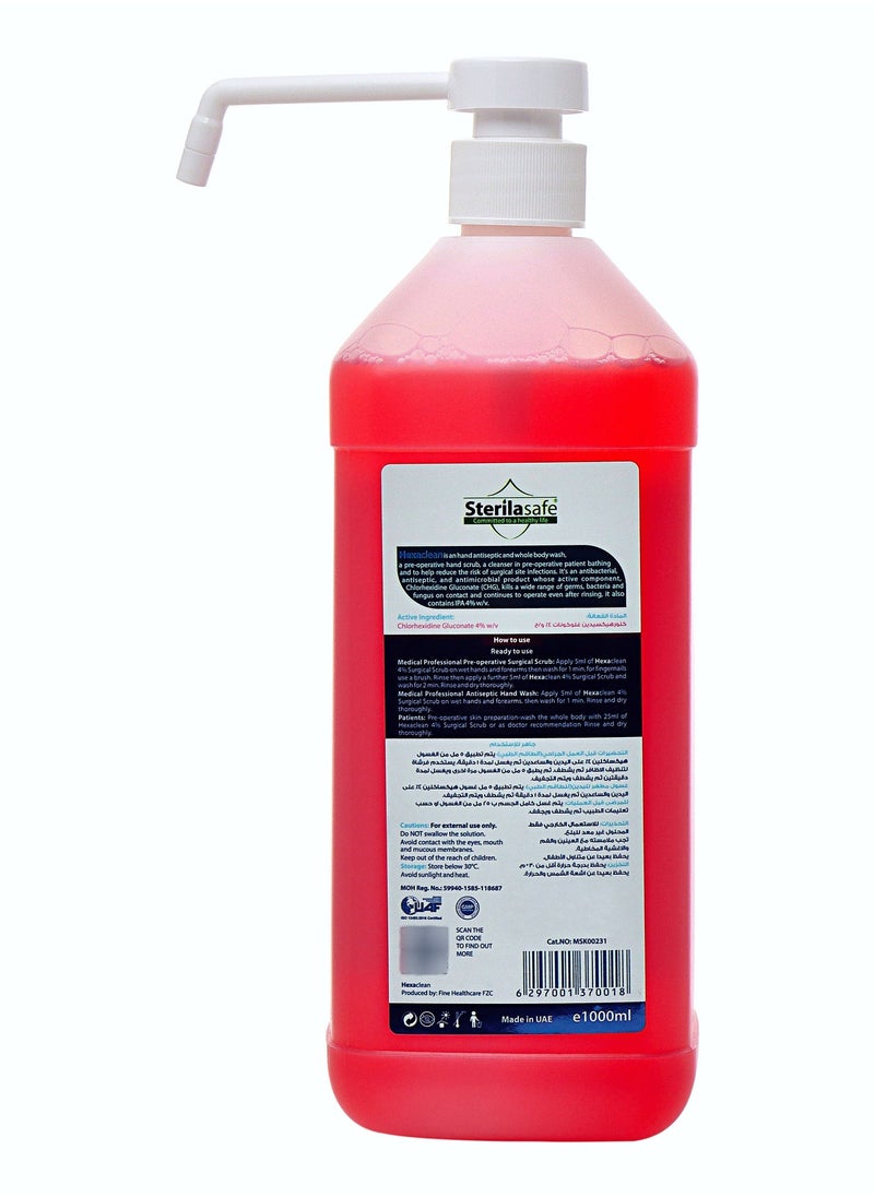 Sterilasafe HexaClean Antiseptic Liquid Soap Chlorhexidine Gluconate 4%  1000ml  - Image 2